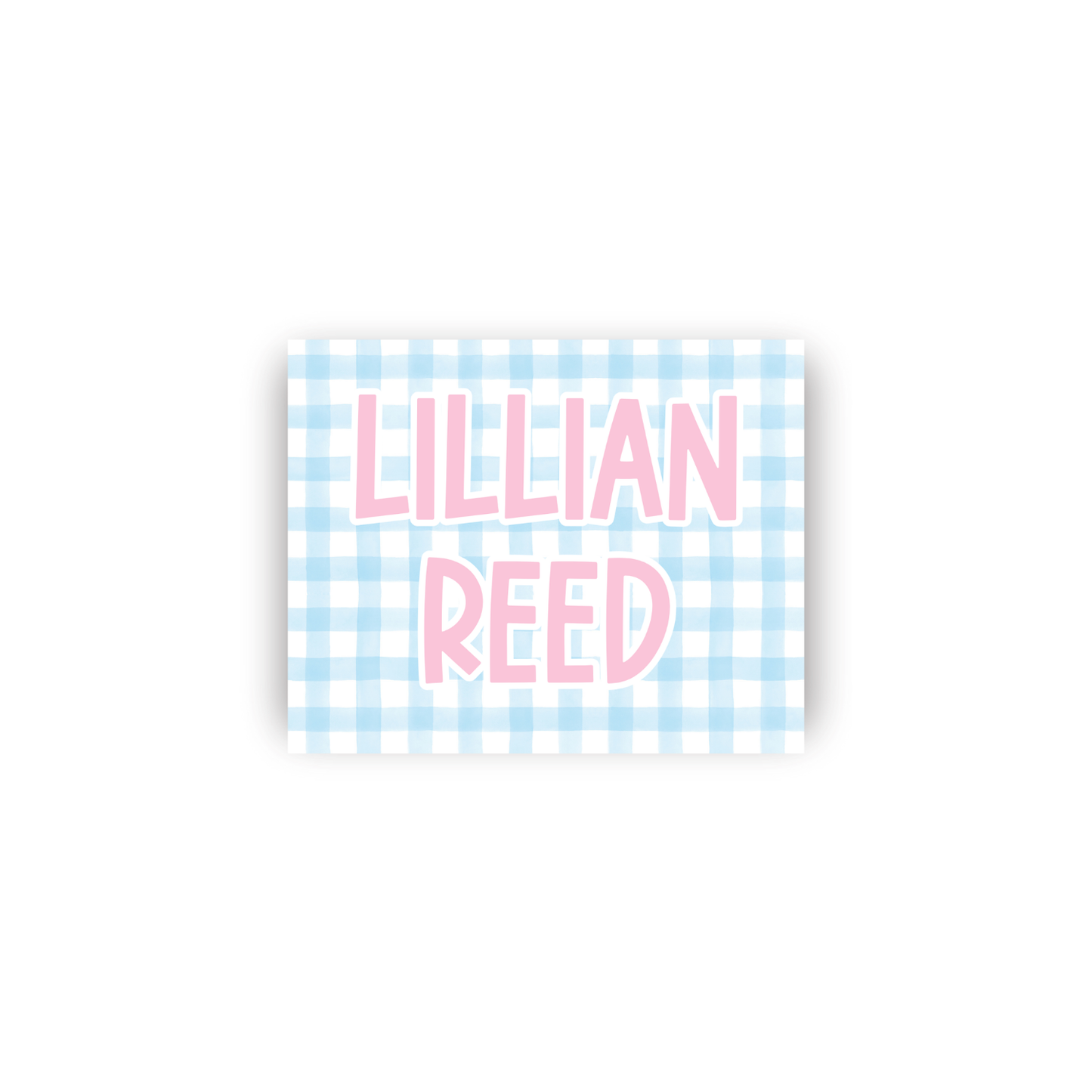 Feminine Gingham Rectangular Name Vinyl Stickers