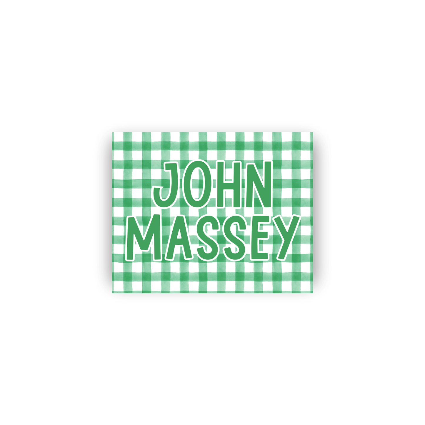 Feminine Gingham Rectangular Name Vinyl Stickers