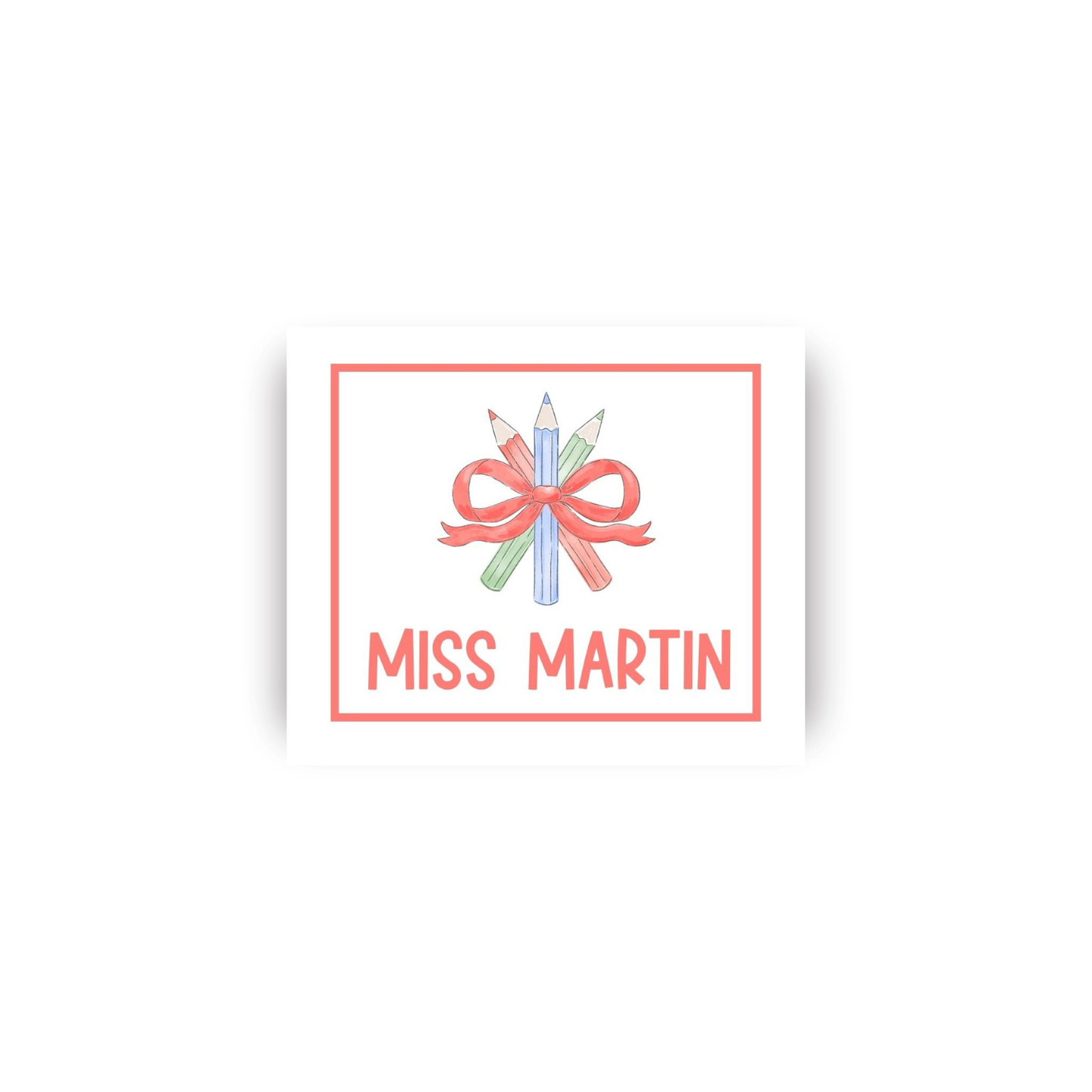 School Rectangular Name Vinyl Stickers