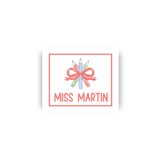 School Rectangular Name Vinyl Stickers