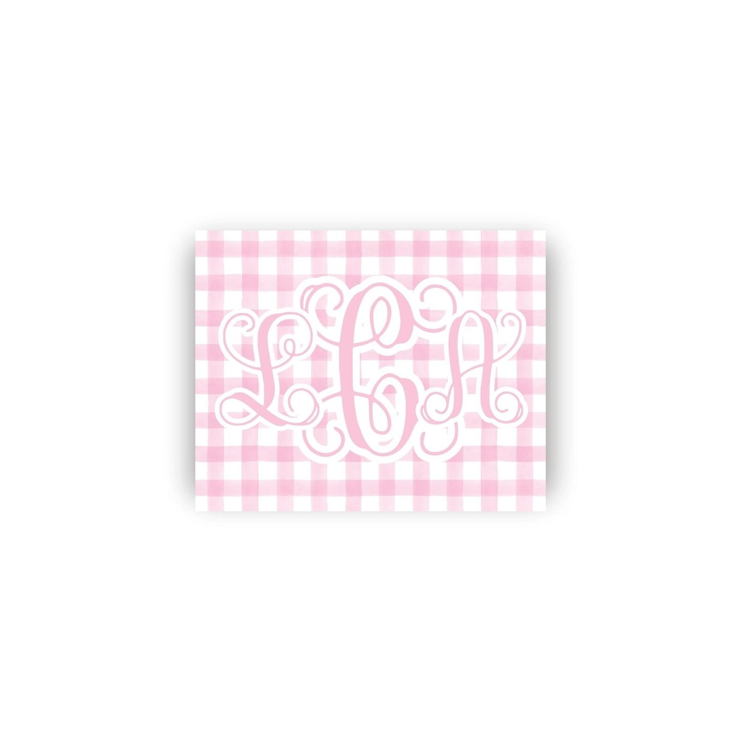 Feminine Gingham Rectangular Monogrammed Vinyl Stickers