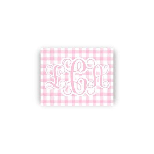 Feminine Gingham Rectangular Monogrammed Vinyl Stickers