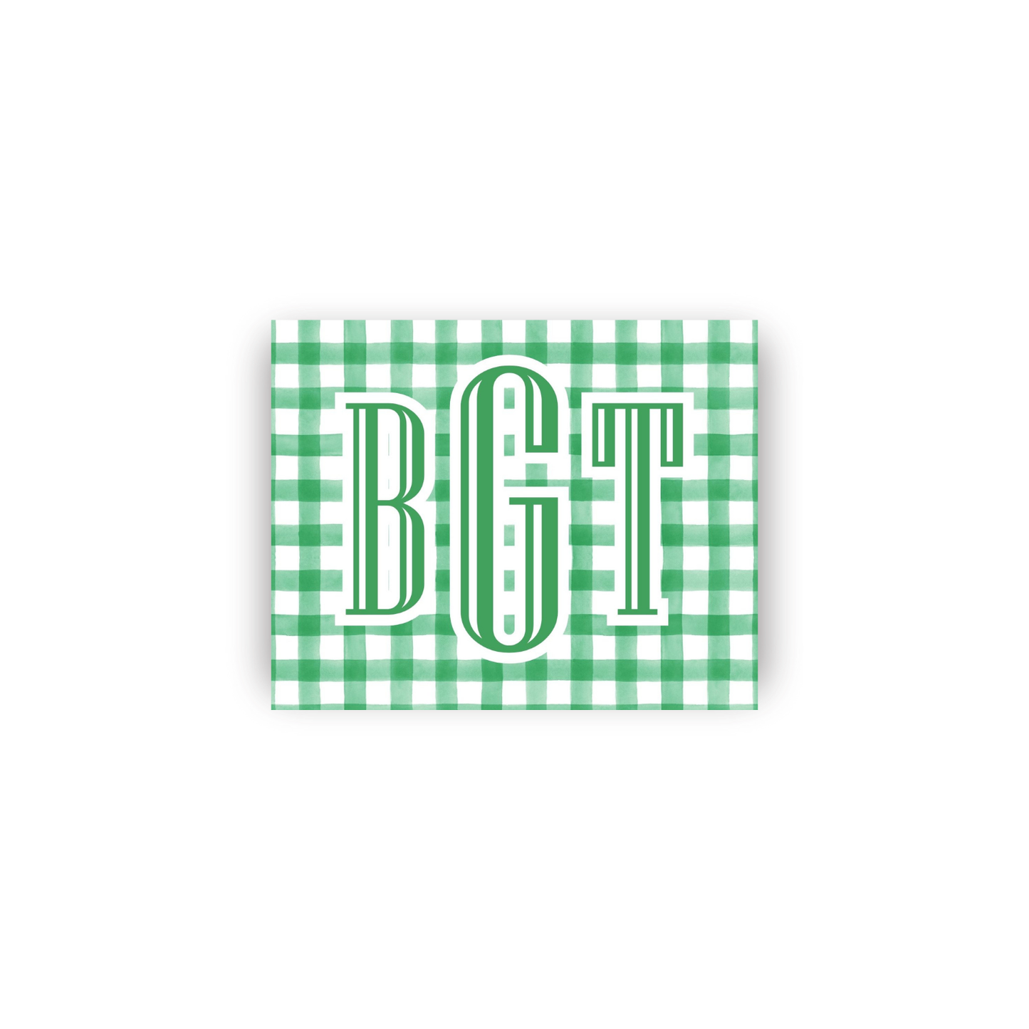 Masculine Gingham Rectangular Monogrammed Vinyl Stickers