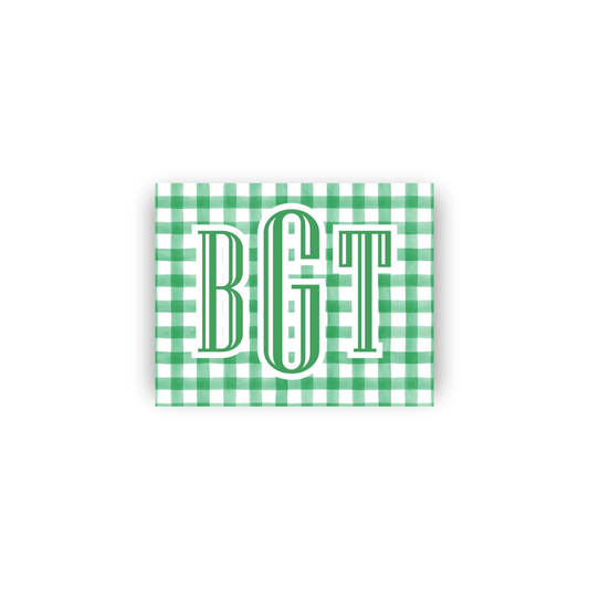 Masculine Gingham Rectangular Monogrammed Vinyl Stickers