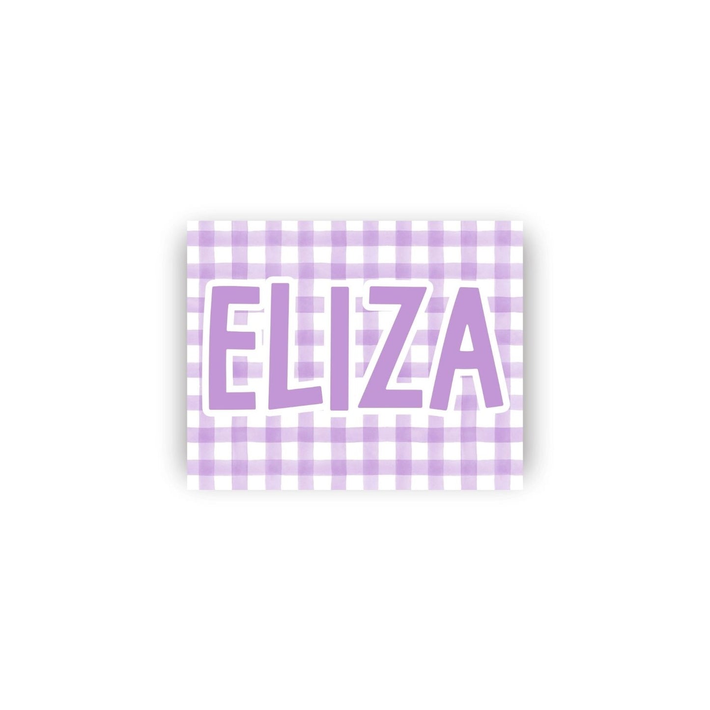 Feminine Gingham Rectangular Name Vinyl Stickers