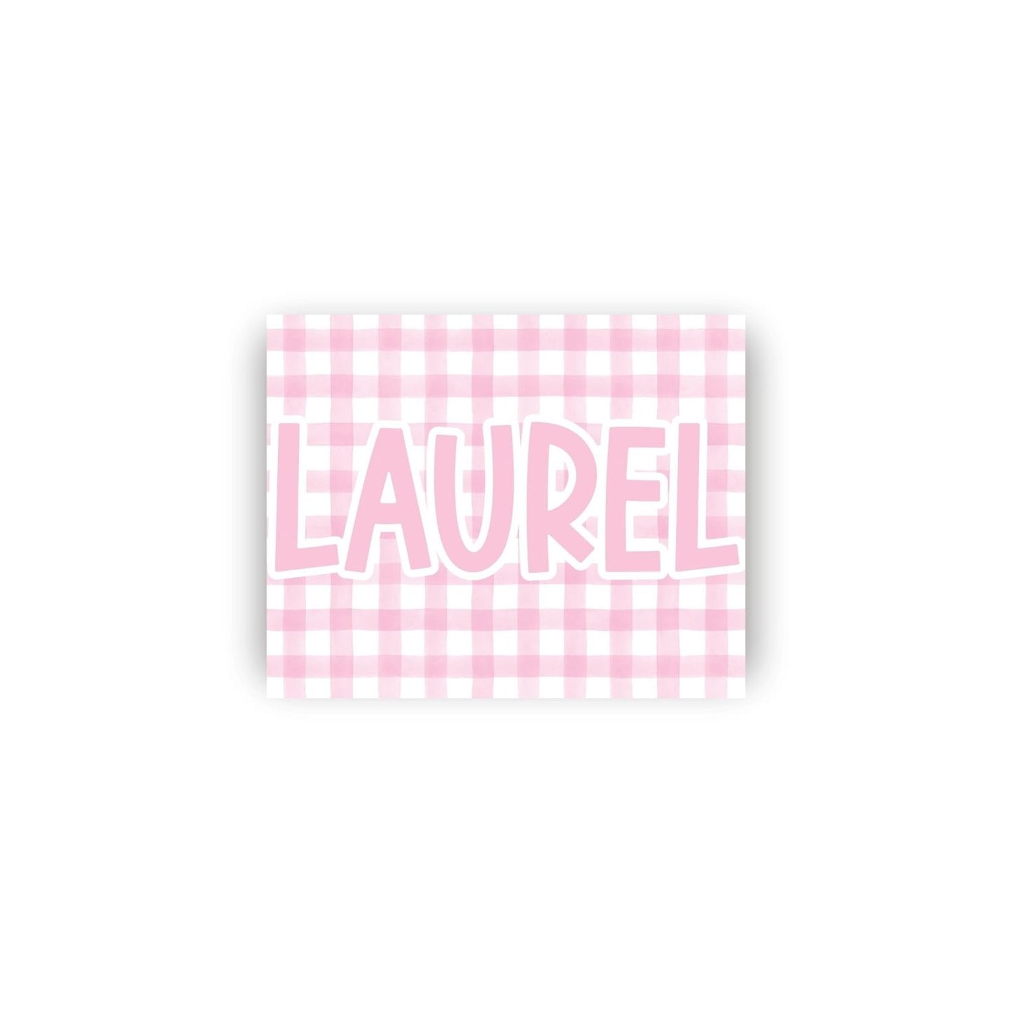 Feminine Gingham Rectangular Name Vinyl Stickers