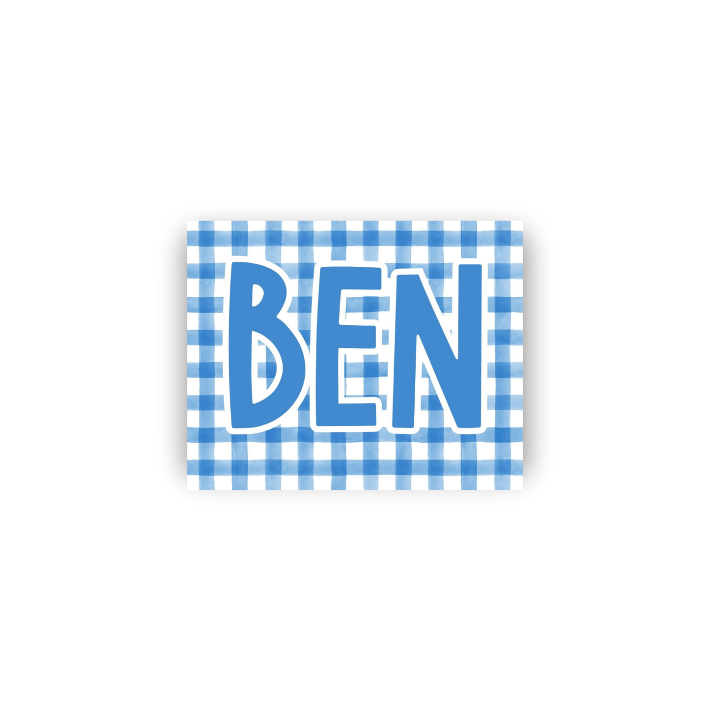 Masculine Gingham Rectangular Vinyl Name Stickers