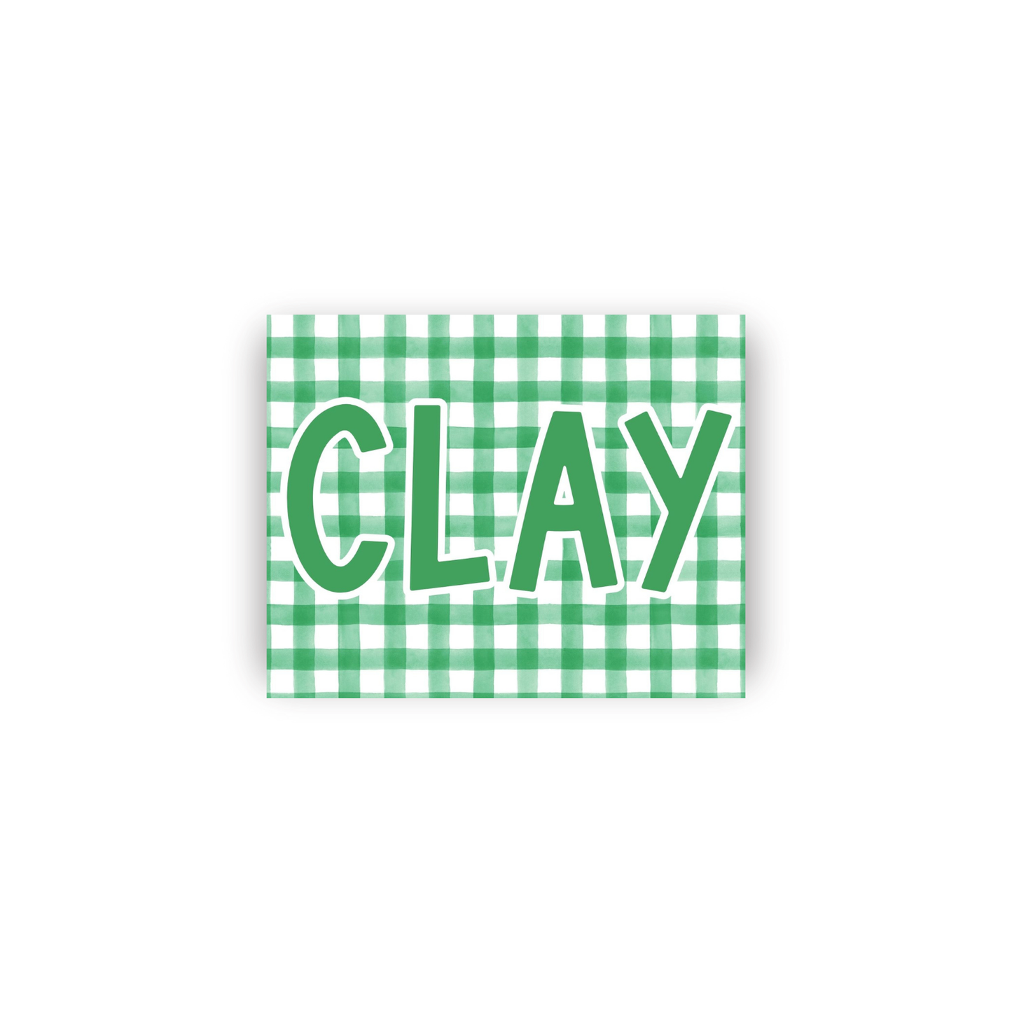 Masculine Gingham Rectangular Vinyl Name Stickers
