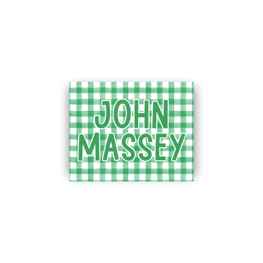 Masculine Gingham Rectangular Vinyl Name Stickers