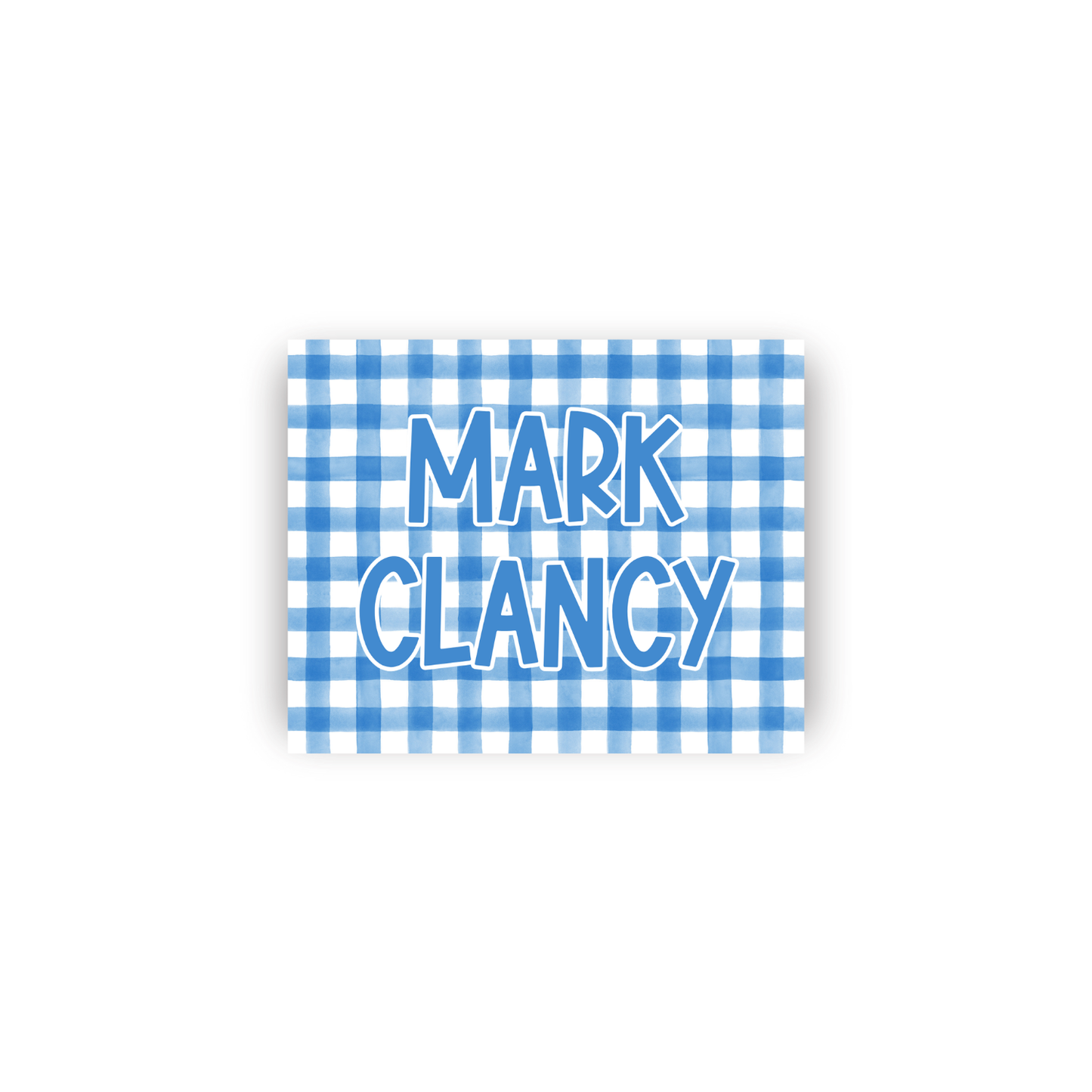 Masculine Gingham Rectangular Vinyl Name Stickers