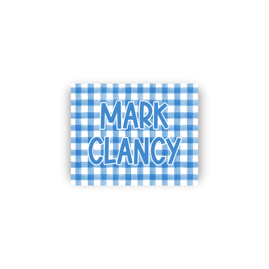 Masculine Gingham Rectangular Vinyl Name Stickers