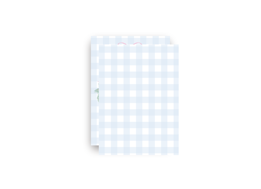 Blue Gingham and Pink Garland Personalized Christmas Card