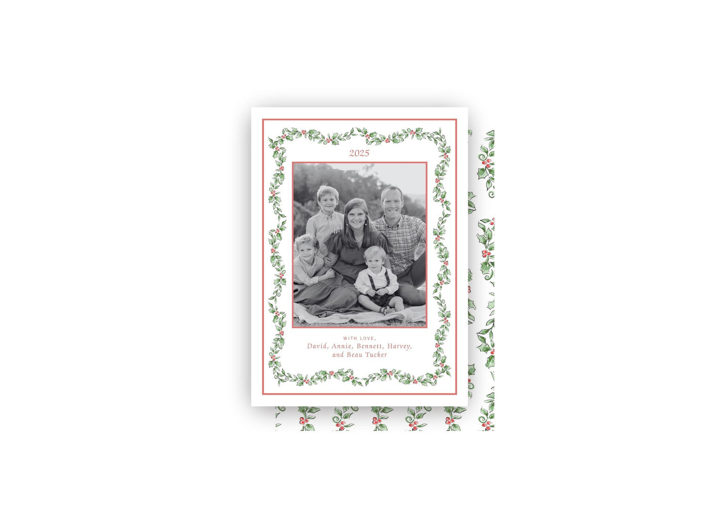 Holly Garland Personalized Christmas Card