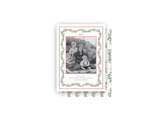 Holly Garland Personalized Christmas Card