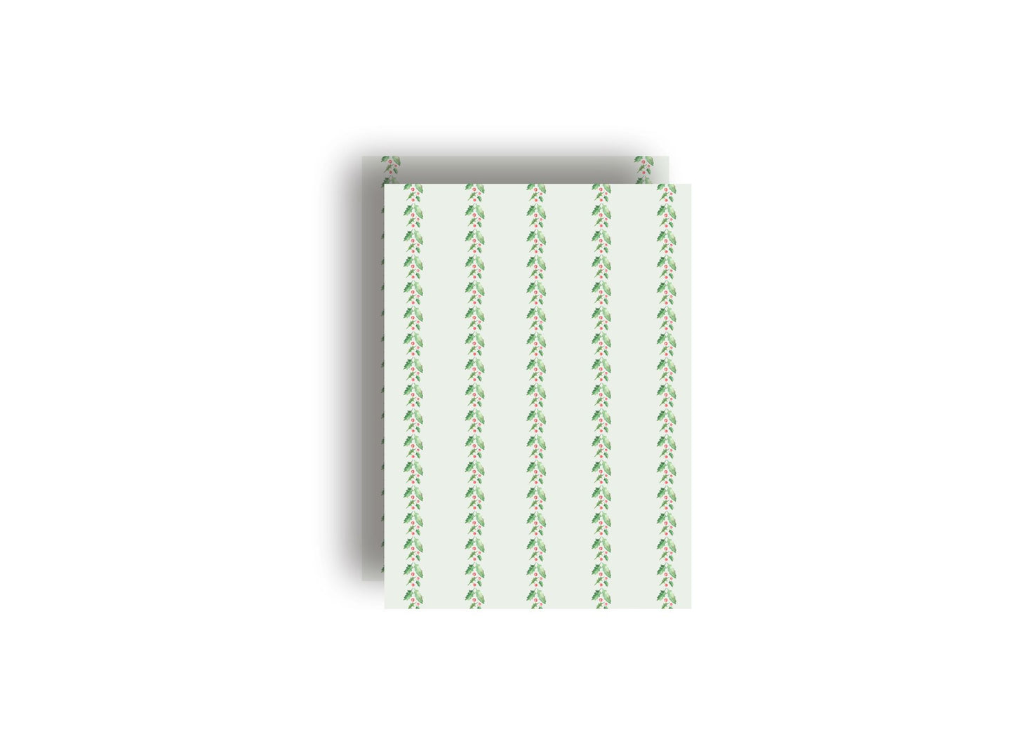 Light Green Holly Garland Personalized Christmas Card