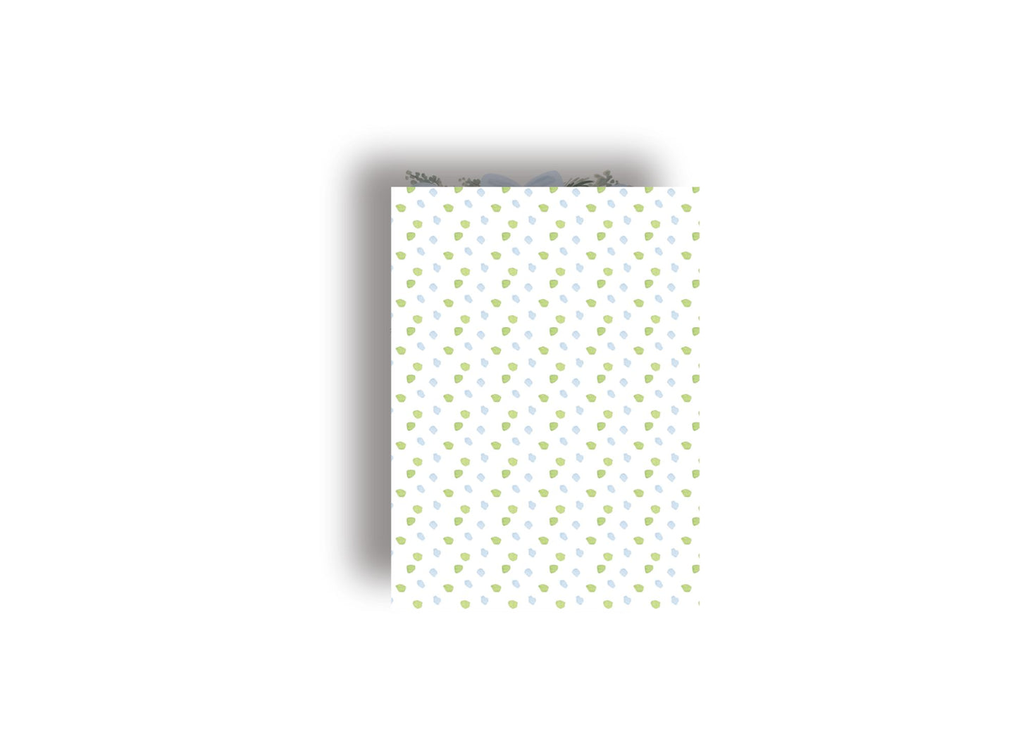 Green and Blue Bow Swag and Dot Personalized Christmas Card