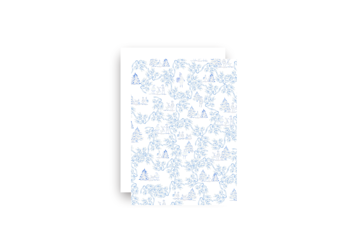 Blue Winter Toile Personalized Christmas Card