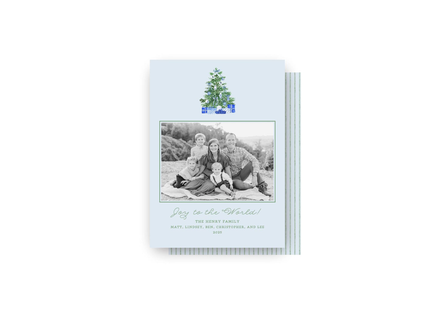 Blue Christmas Tree Personalized Christmas Card