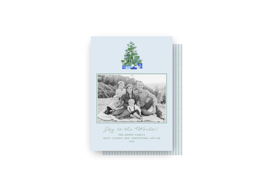 Blue Christmas Tree Personalized Christmas Card