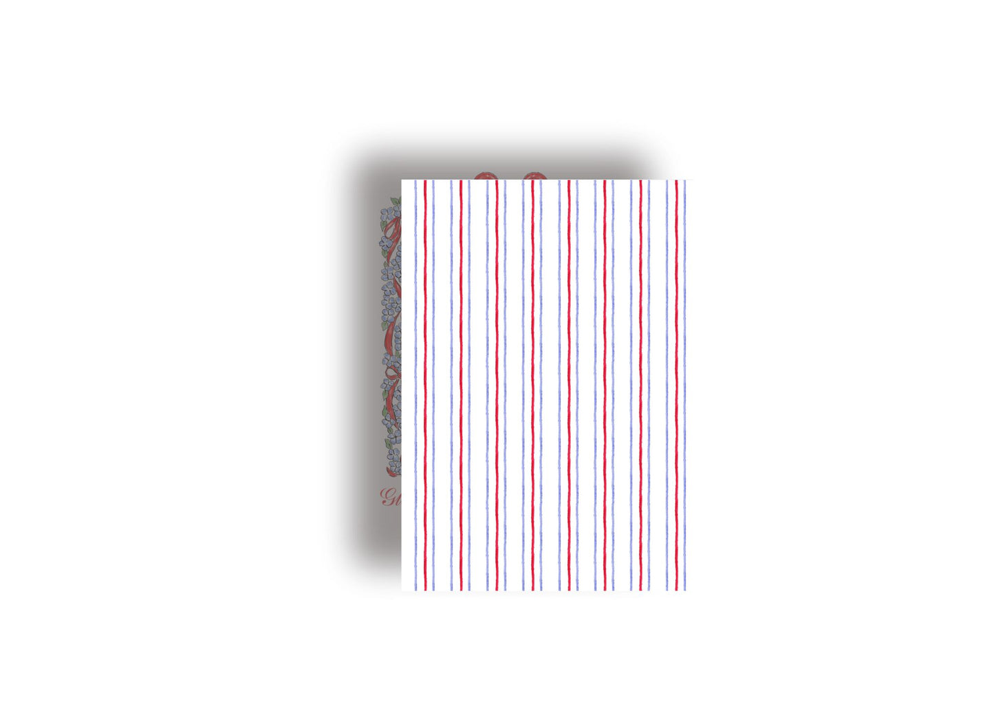 Red and Blue Hydrangea and Bow Swag Personalized Christmas Card