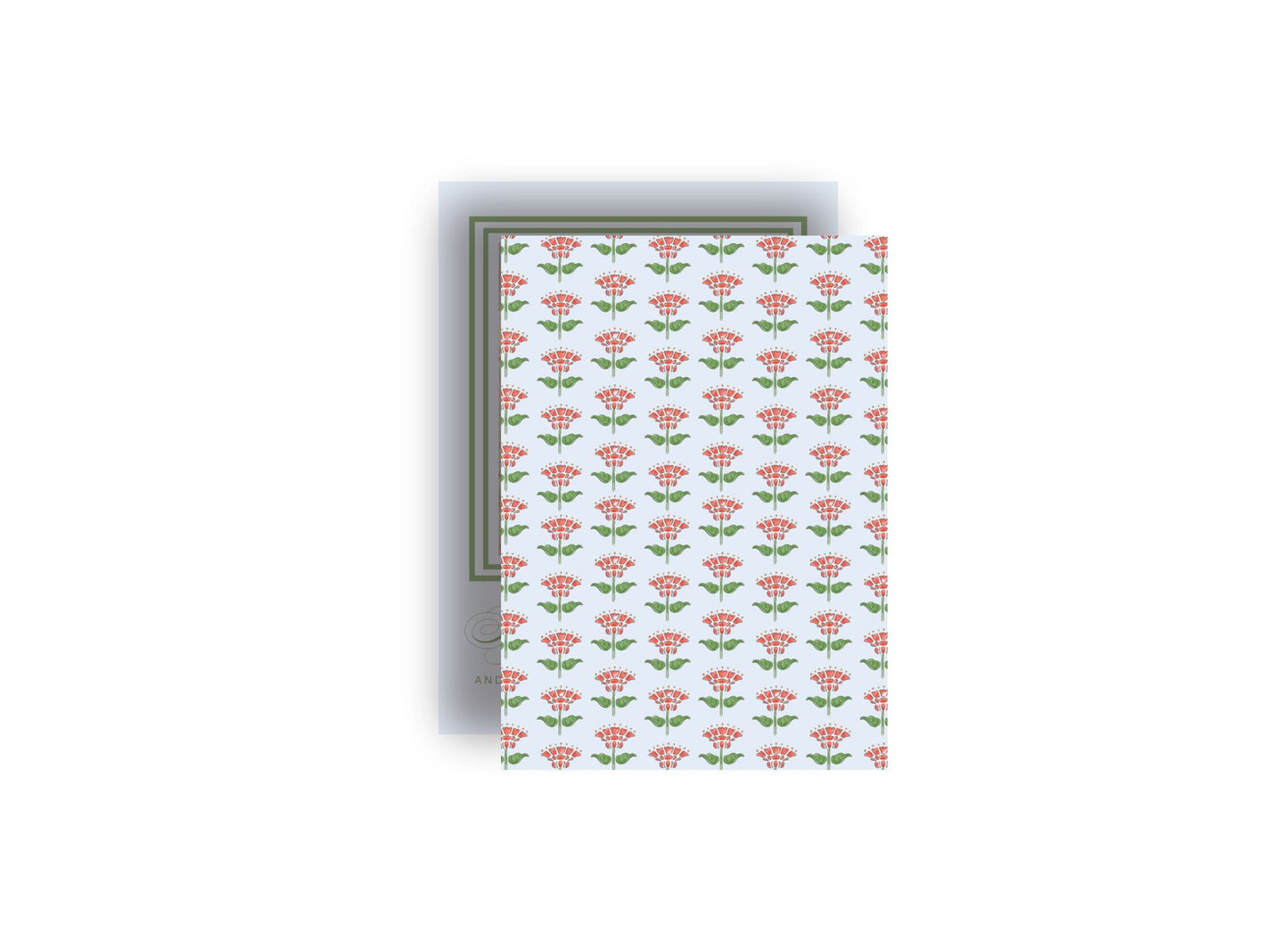 Blue, Green, and Red Block Print Personalized Christmas Card