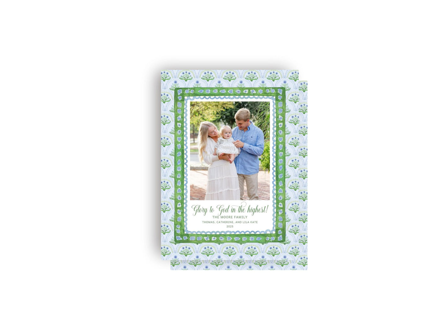 Grandmillennial Floral Personalized Christmas Card