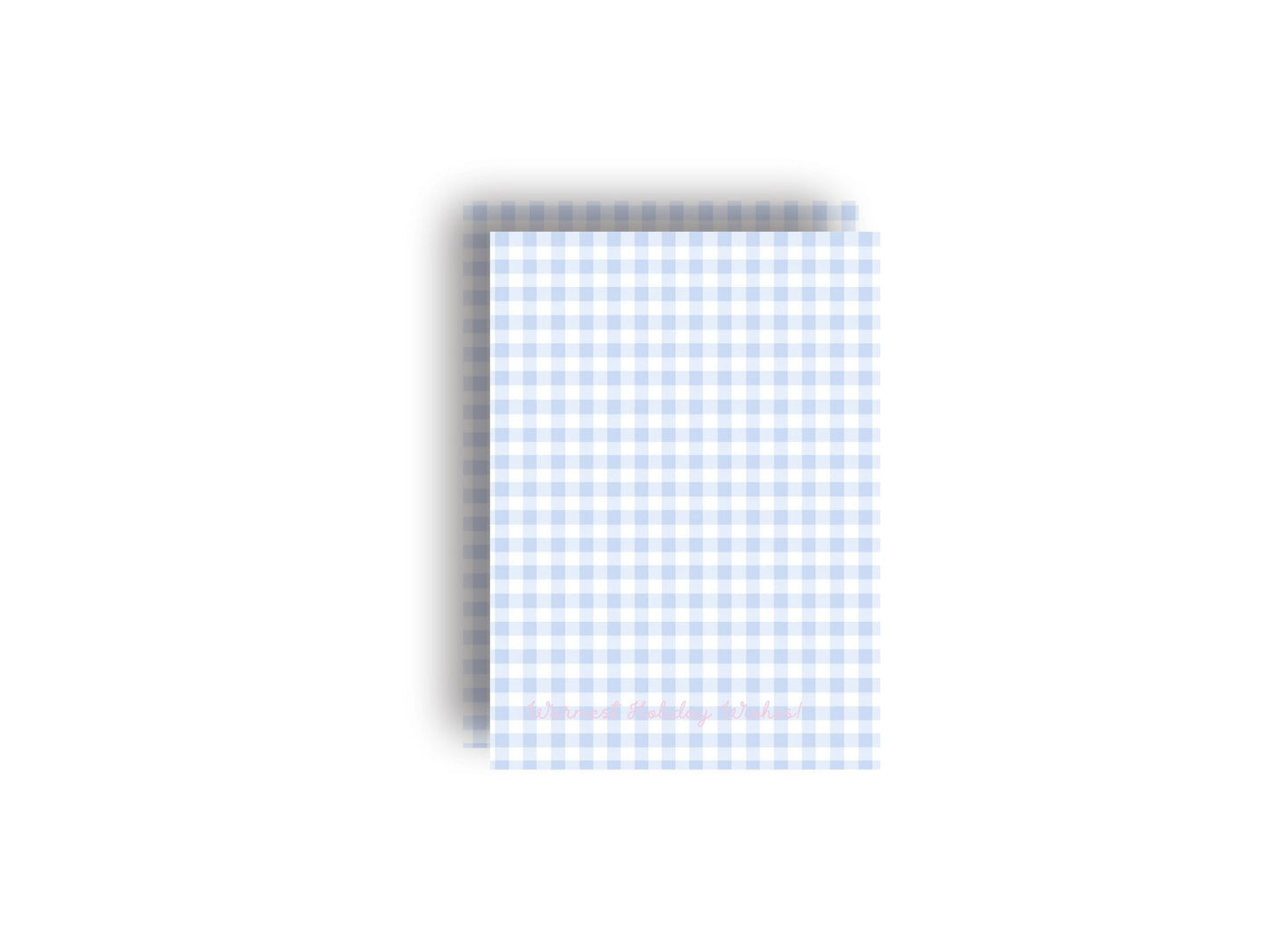 Wreath and Blue Gingham Personalized Christmas Card