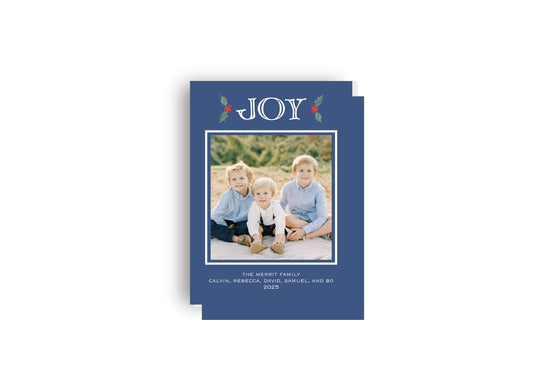 JOY and Mistletoe Personalized Christmas Card