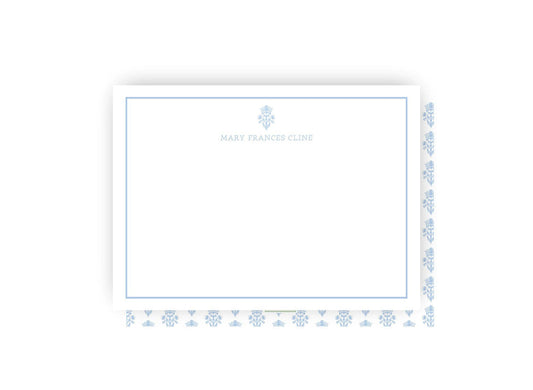 Block print stationery set- green or blue