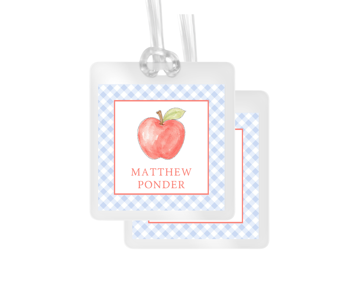 Apple and Gingham Personalized Bag Tag