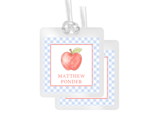 Apple and Gingham Personalized Bag Tag