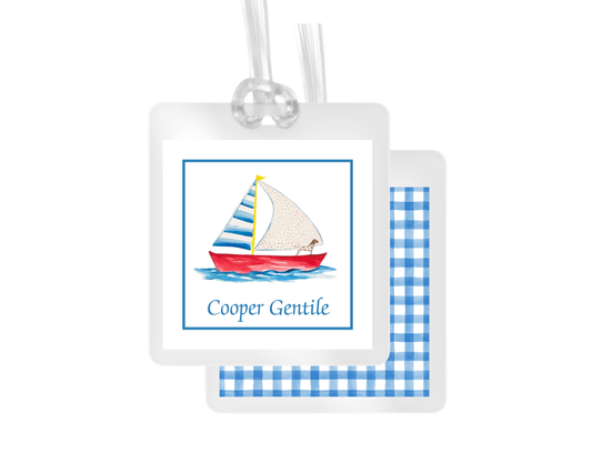 Sailboat personalized bag tags