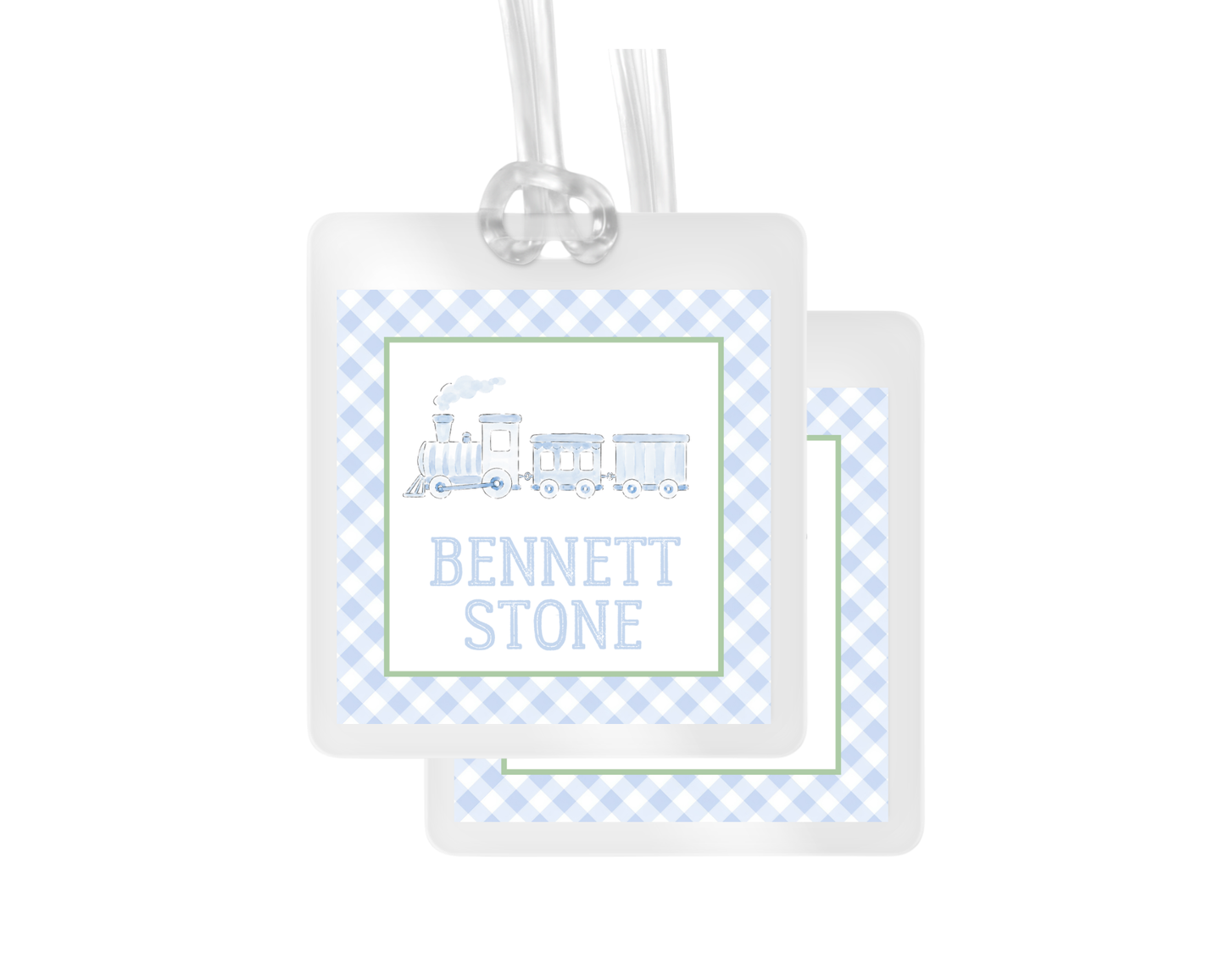 Sweet Train and Gingham Personalized Bag Tag