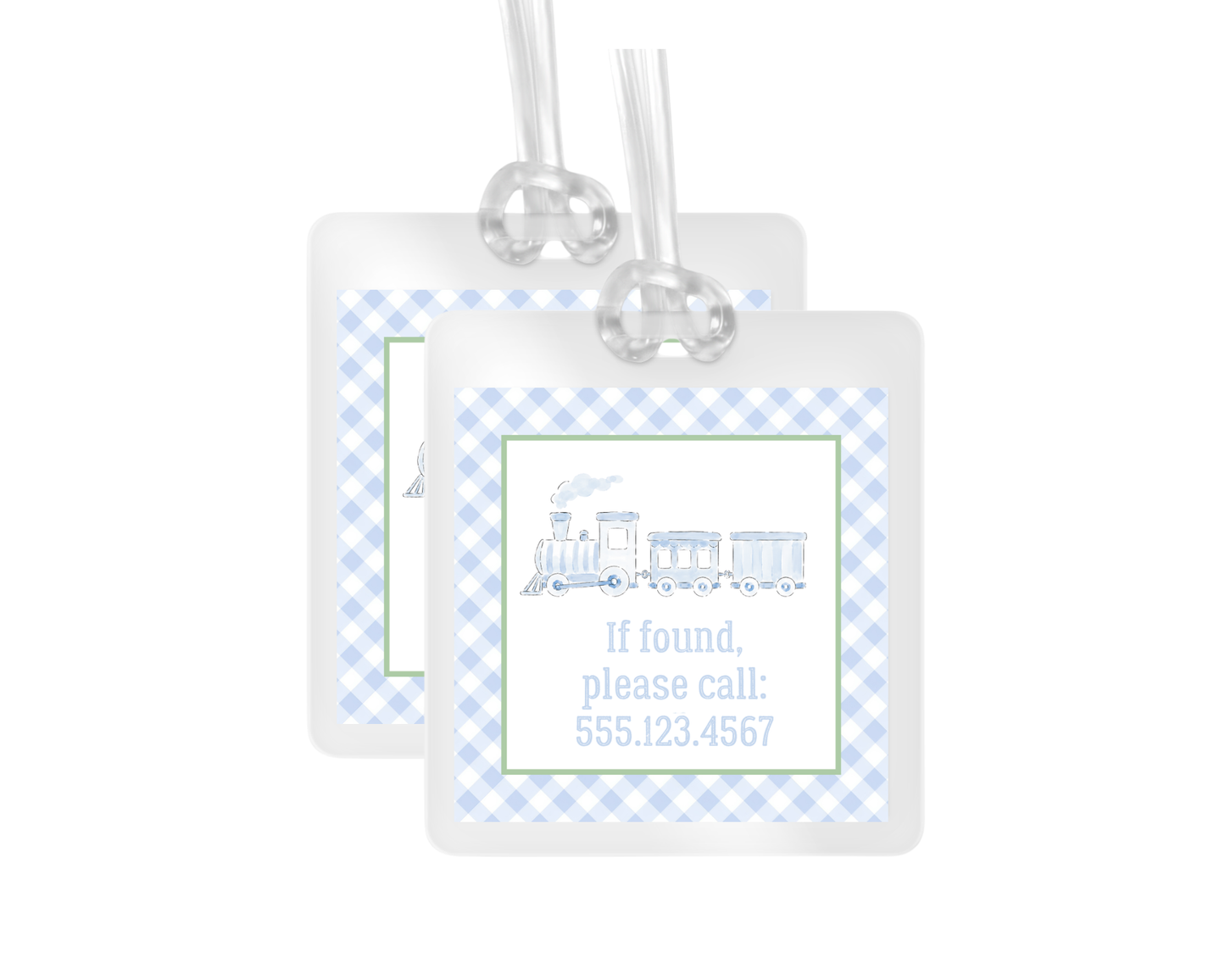 Sweet Train and Gingham Personalized Bag Tag