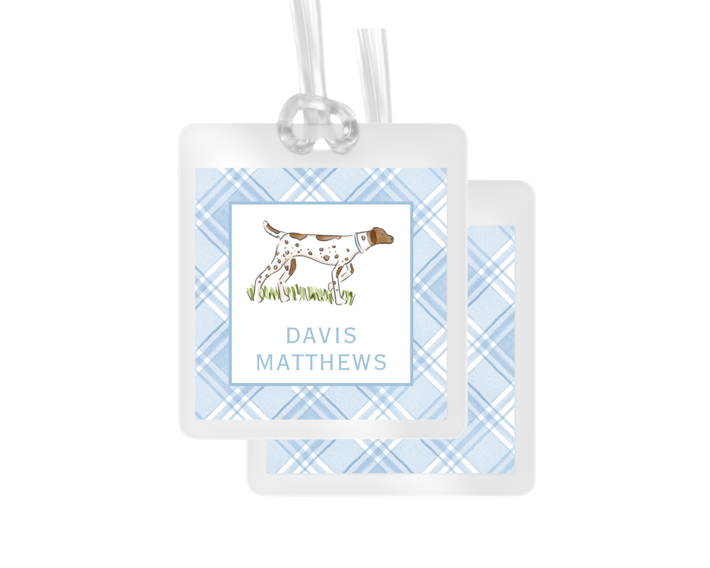 Pointer and Plaid Personalized Bag Tag