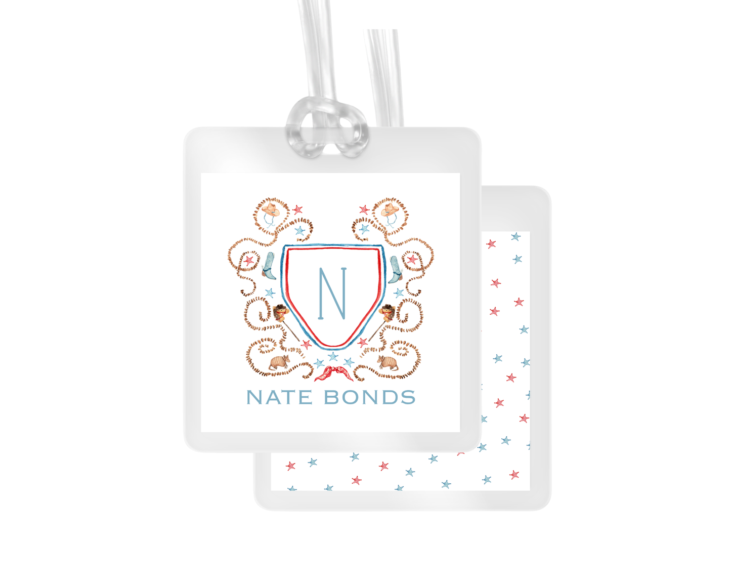 Buckaroo Crest personalized bag tags