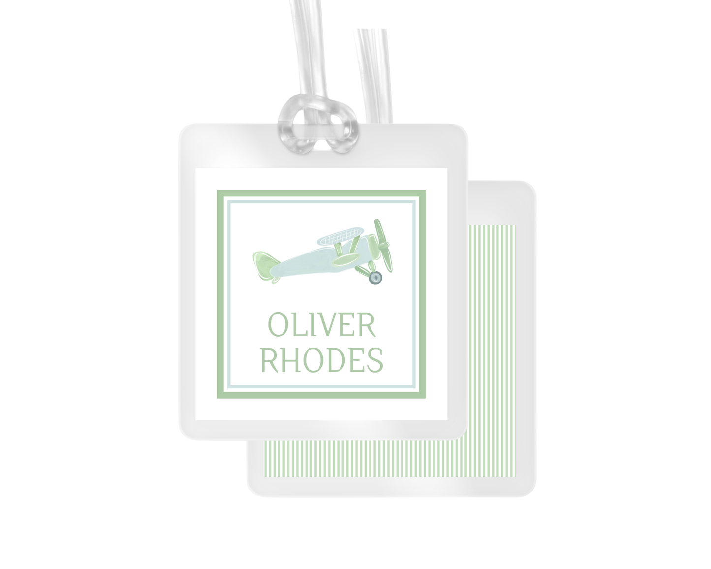 Airplane and Stripe Personalized Bag Tag