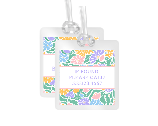 Funky Floral Print personalized bag tags