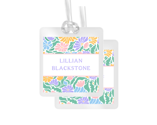 Funky Floral Print personalized bag tags