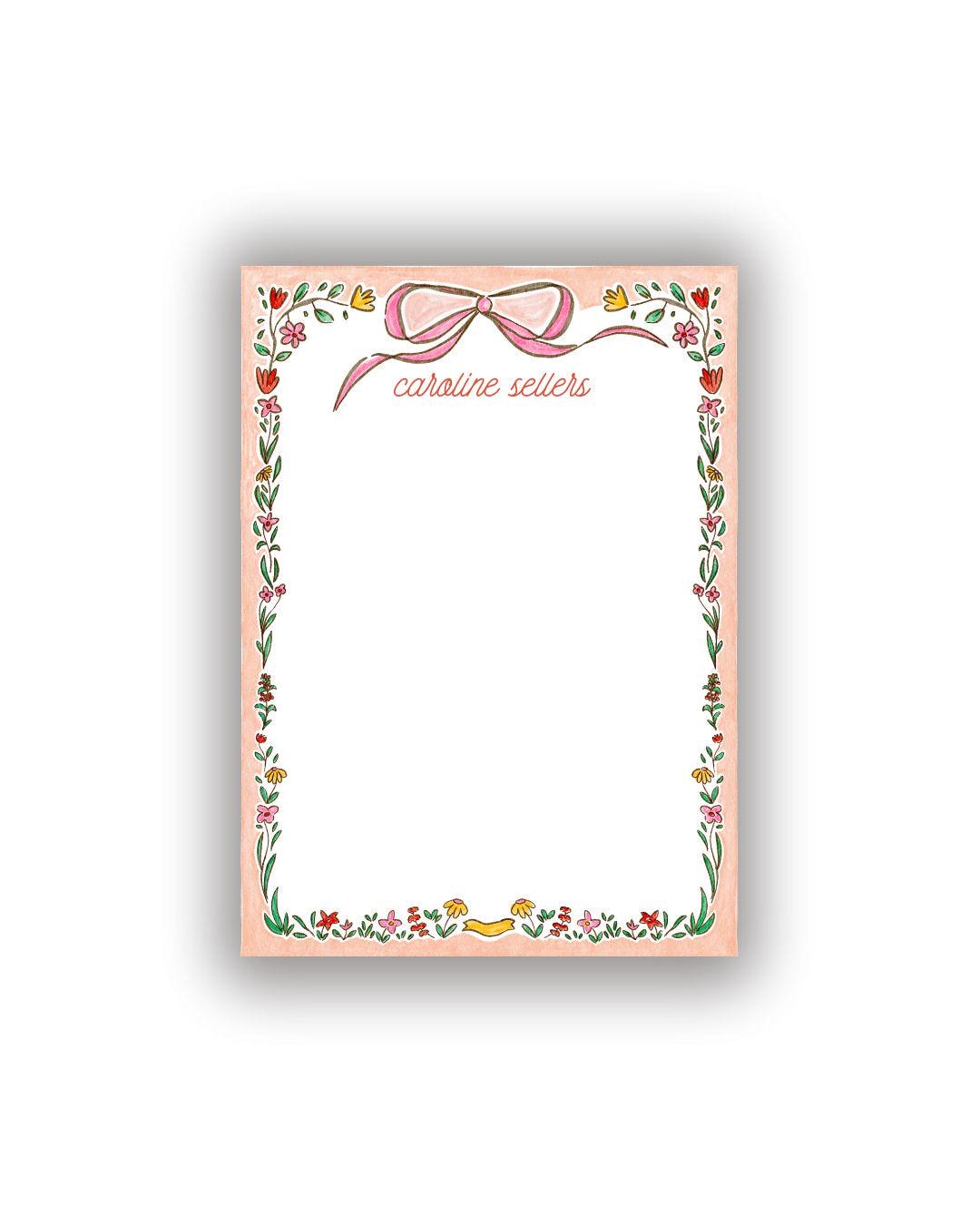 Floral Bow Personalized Notepad