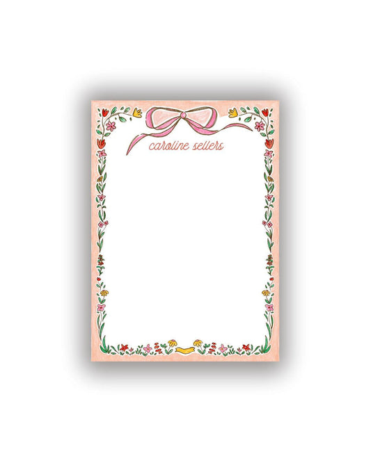 Floral Bow Personalized Notepad