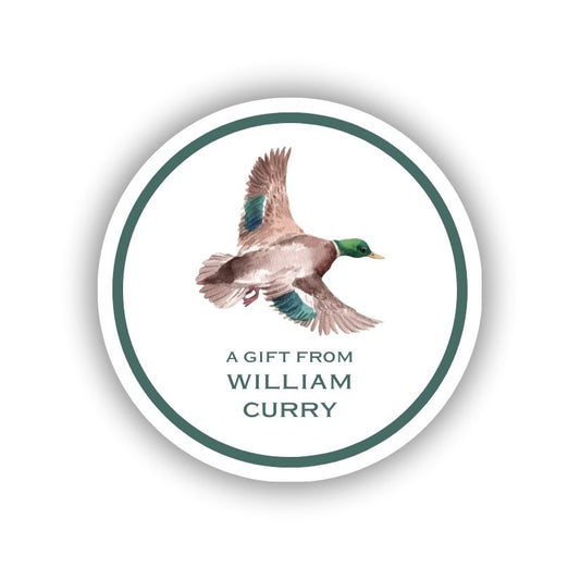 Round mallard duck gift stickers or gift tags