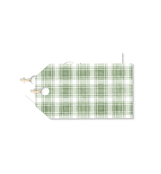 Script and Green Plaid personalized hang tags