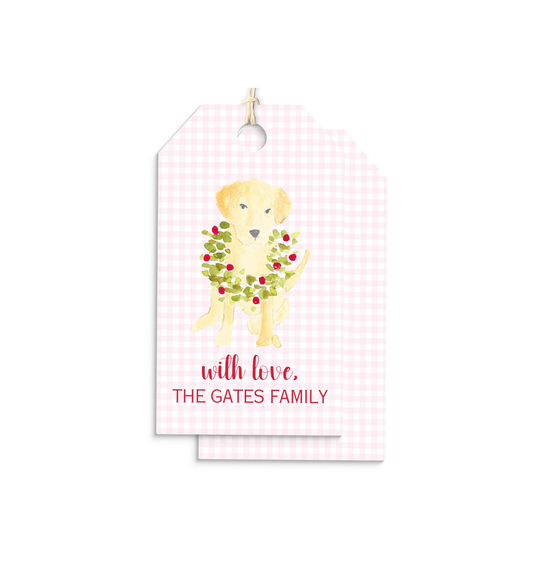 Labrador and Wreath personalized hang tags
