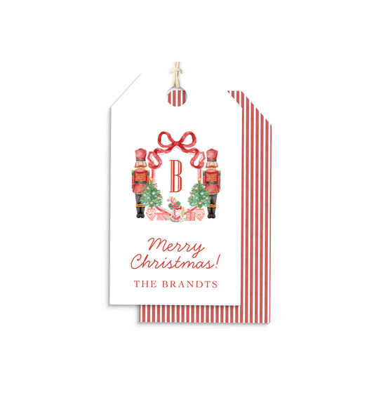 Nutcracker and Crest personalized hang tags