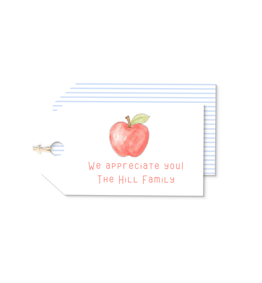 Red Apple and Stripes personalized gift tags