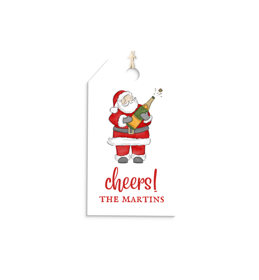 Santa and Champagne personalized hang tags