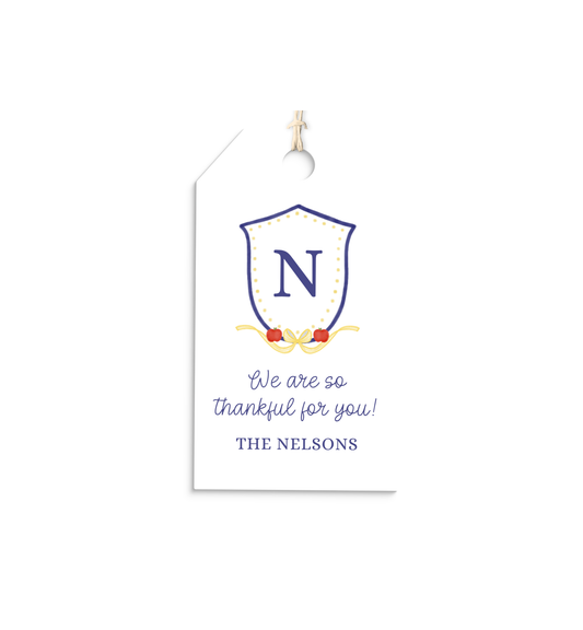 Crest with Apples personalized gift tags