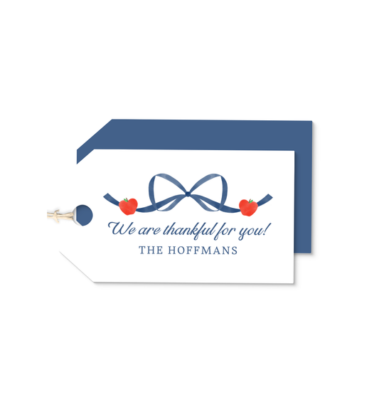 Blue Bow and Apples personalized hang tags