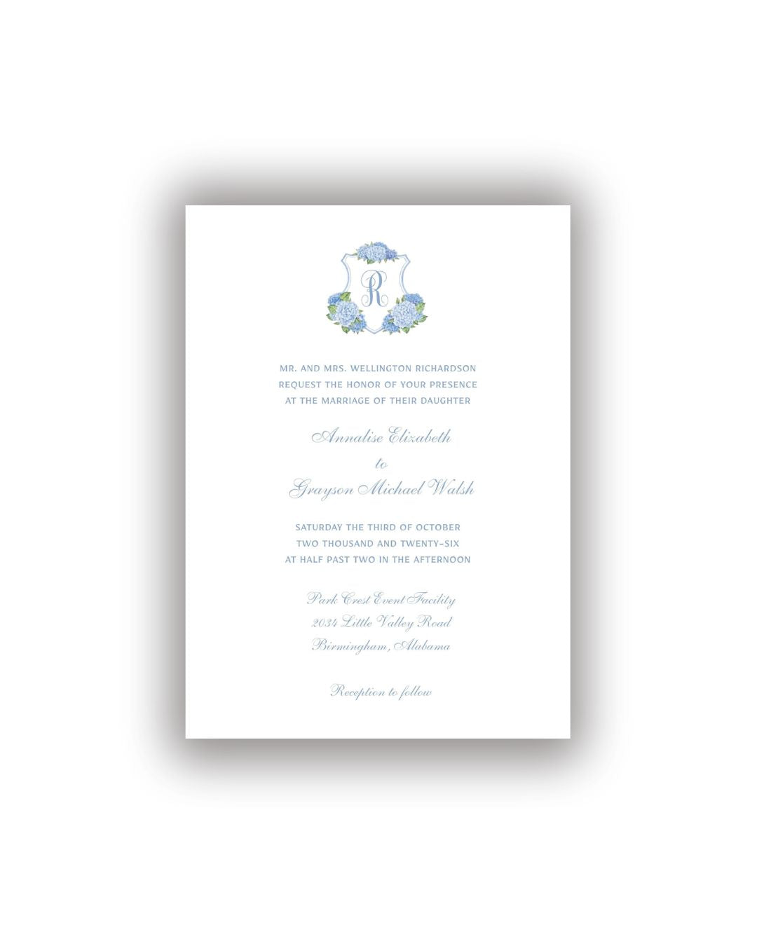 Lovely Hydrangea Wedding Invitation